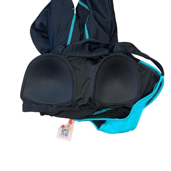 NWT My Charmo UPF 50 Conservative Black Blue Swimsuit Women’s L Beach Summer - Picture 4 of 13